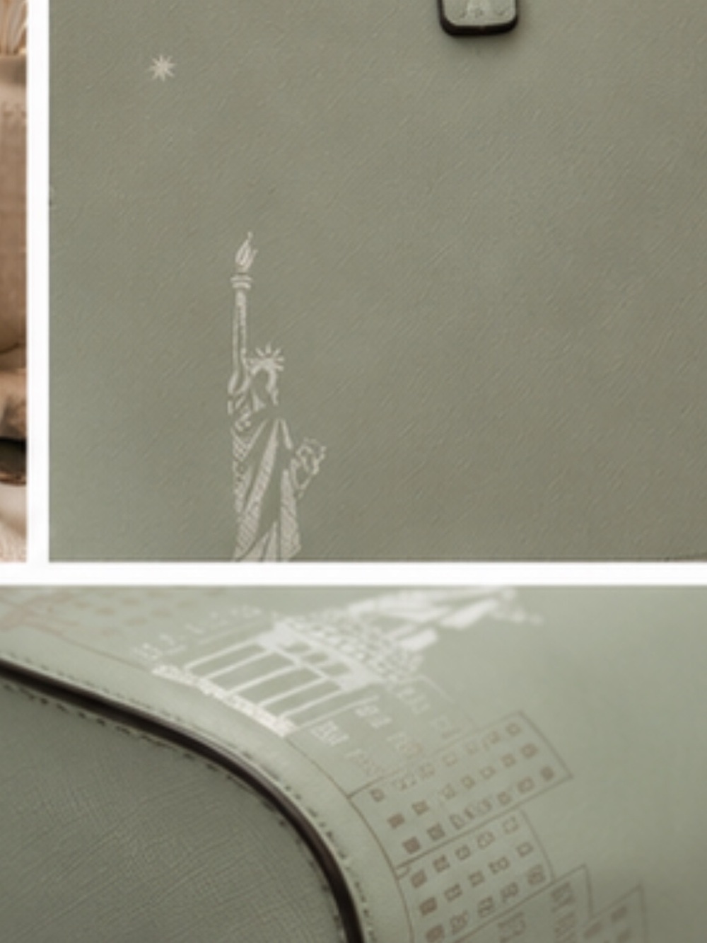 Henri Bendel EUC Sea Foam Sage West 57th NYC Skyline Tote; Rare Vaulted - Picture 9 of 12
